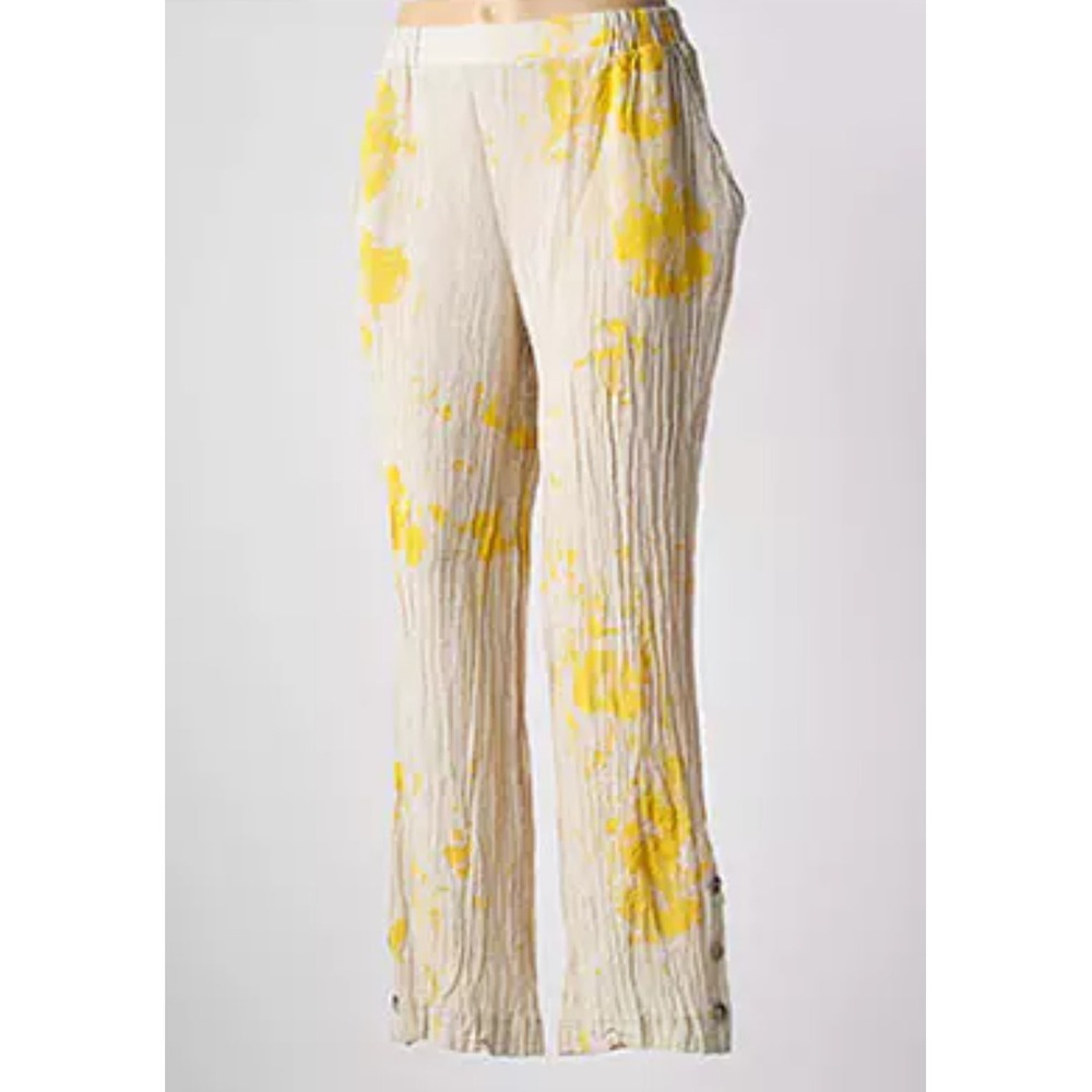 LUUKAA Linen Blend Yellow Paint Splatter Drawstring Pants Fire Collection Size 6 - Picture 7 of 7